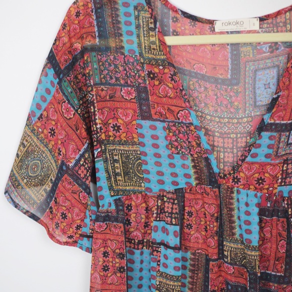 ASOS Rokoko Clothing Deep V Neck Babydoll - Picture 2 of 5